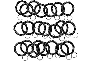 StayMax 50 Pcs Black Key Scrunchie with Coil