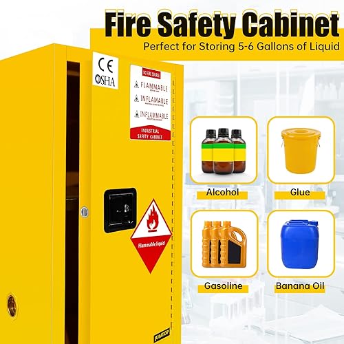 Miniatura 3 de Gabinete de almacenamiento inflamable de 18.11 x 18.11 x 35.5 pulgadas, gabinete de seguridad inflamable de acero galvanizado, gabinetes a prueba de