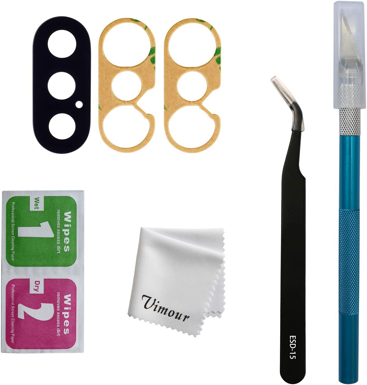 OEM Original Back Rear Camera Glass Lens Replacement with Adhesive and Repair Toolkit for iPhone X 5.8 inches