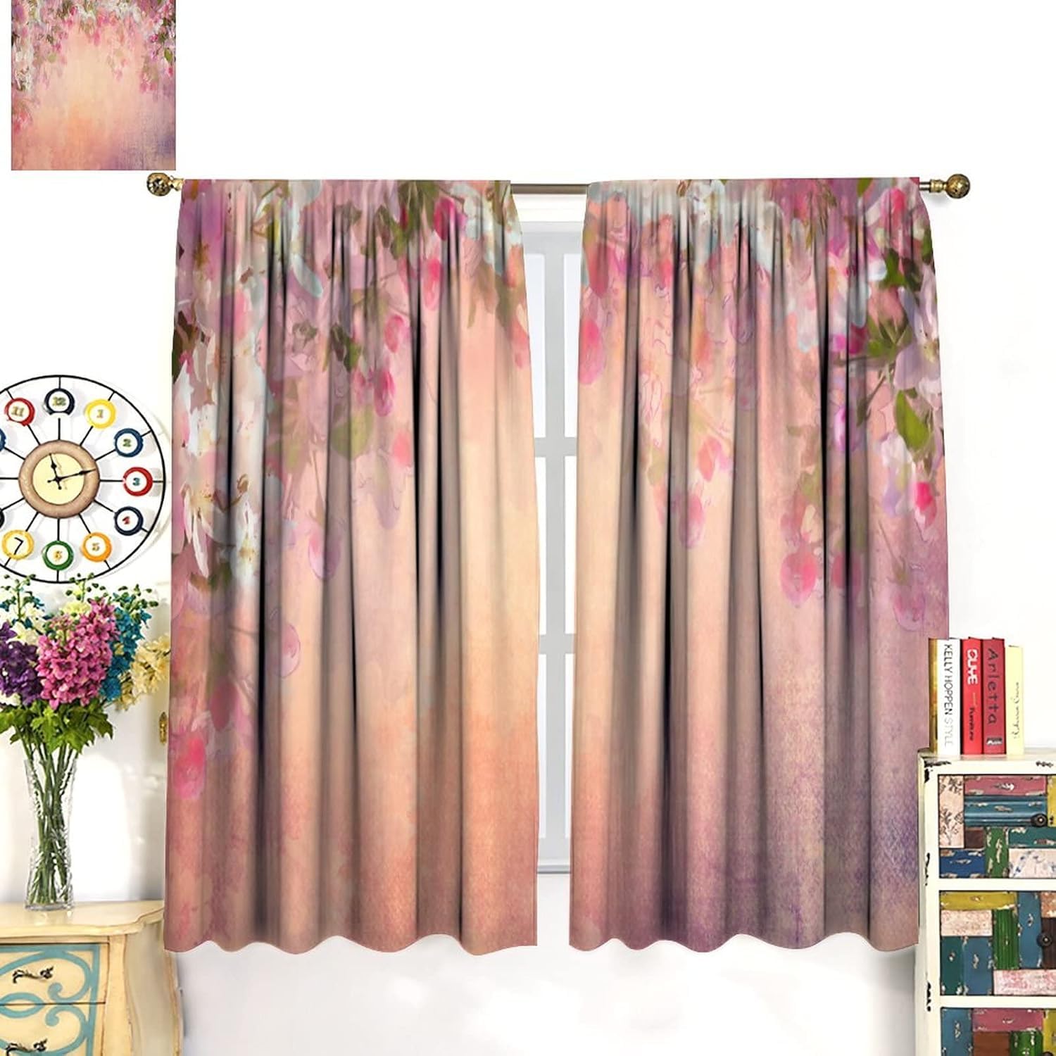 Vorhänge Schlafzimmer 3D Pflanzen Blumen 300X280 cm (B + H) Vorhang Gardinen Blickdicht Mit Ösen Thermovorhang Lichtdicht Für Wohnzimmer Schlafzimmer Kinderzimmer/Uv-Schutz-947829756