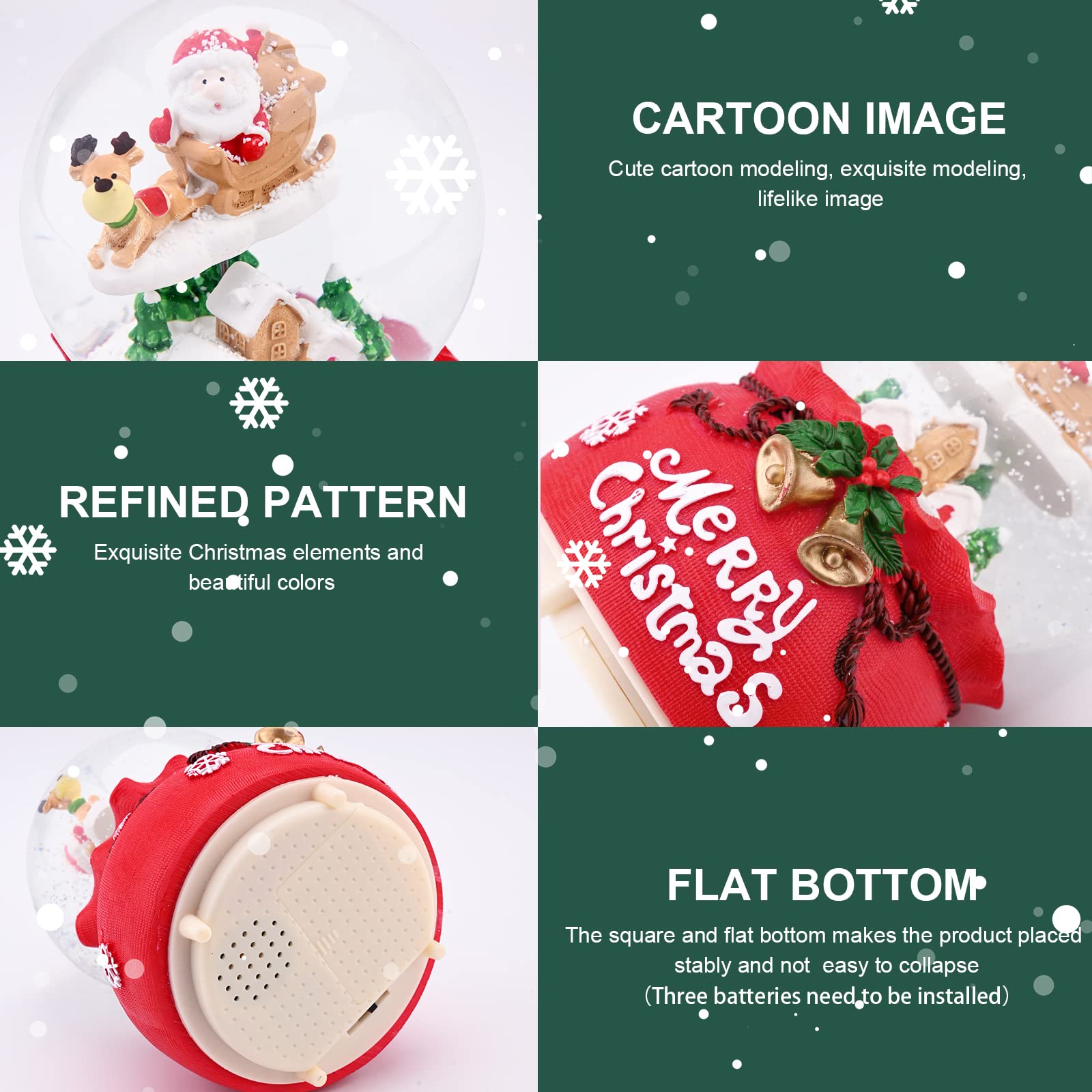 Jodsen Musical Palla di Vetro con Neve Snow Globe Santa Sledding Snow Globe Musicali Rossi con Luci a LED Mutevoli Giocate 8 Canzoni Decorazioni di Figurine Natalizie per Desktop Camera Letto Casa