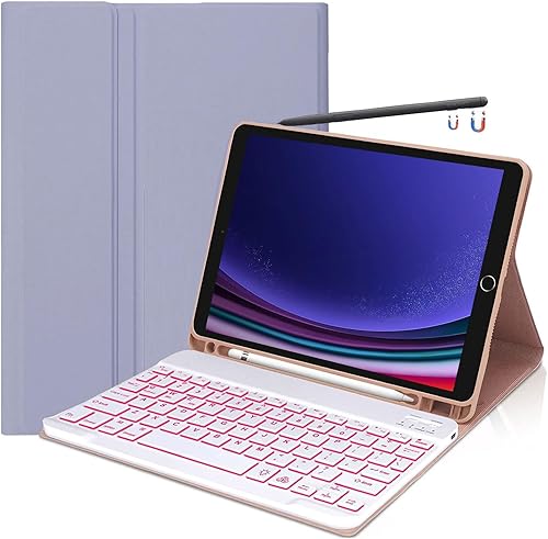 Funda de teclado para Samsung Galaxy Tab S9 Plus S9+ de 12.4 pulgadas 2023 (SM-X810X816BX818U) con soporte para bolígrafo S, funda de teclado