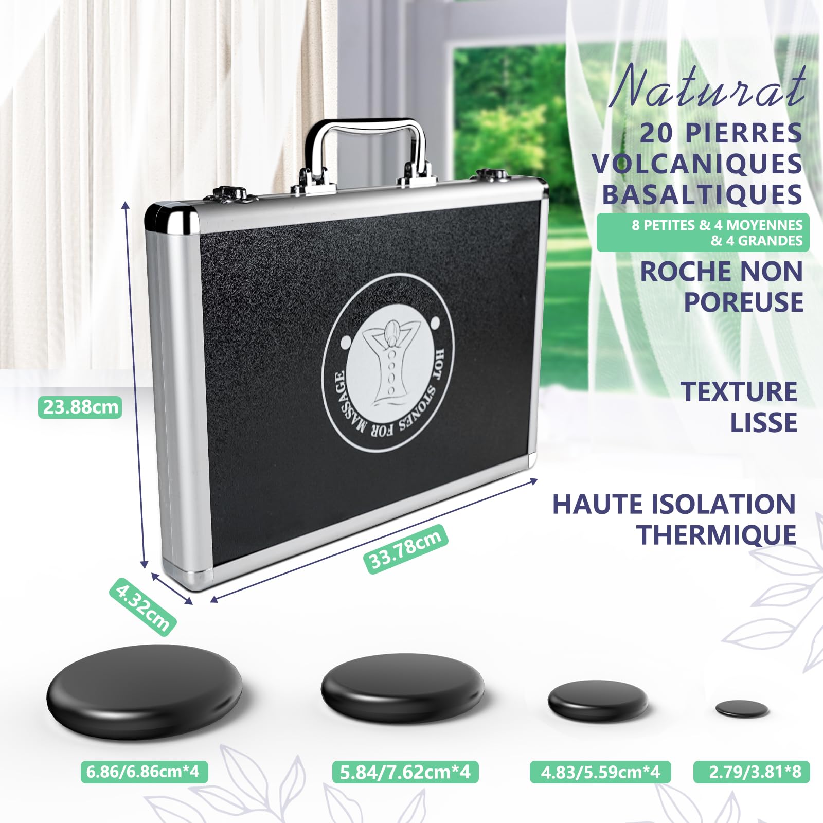 Kit Massage Pierres Chaudes, Réchauffeur Électrique 20 Pierres Basalte
