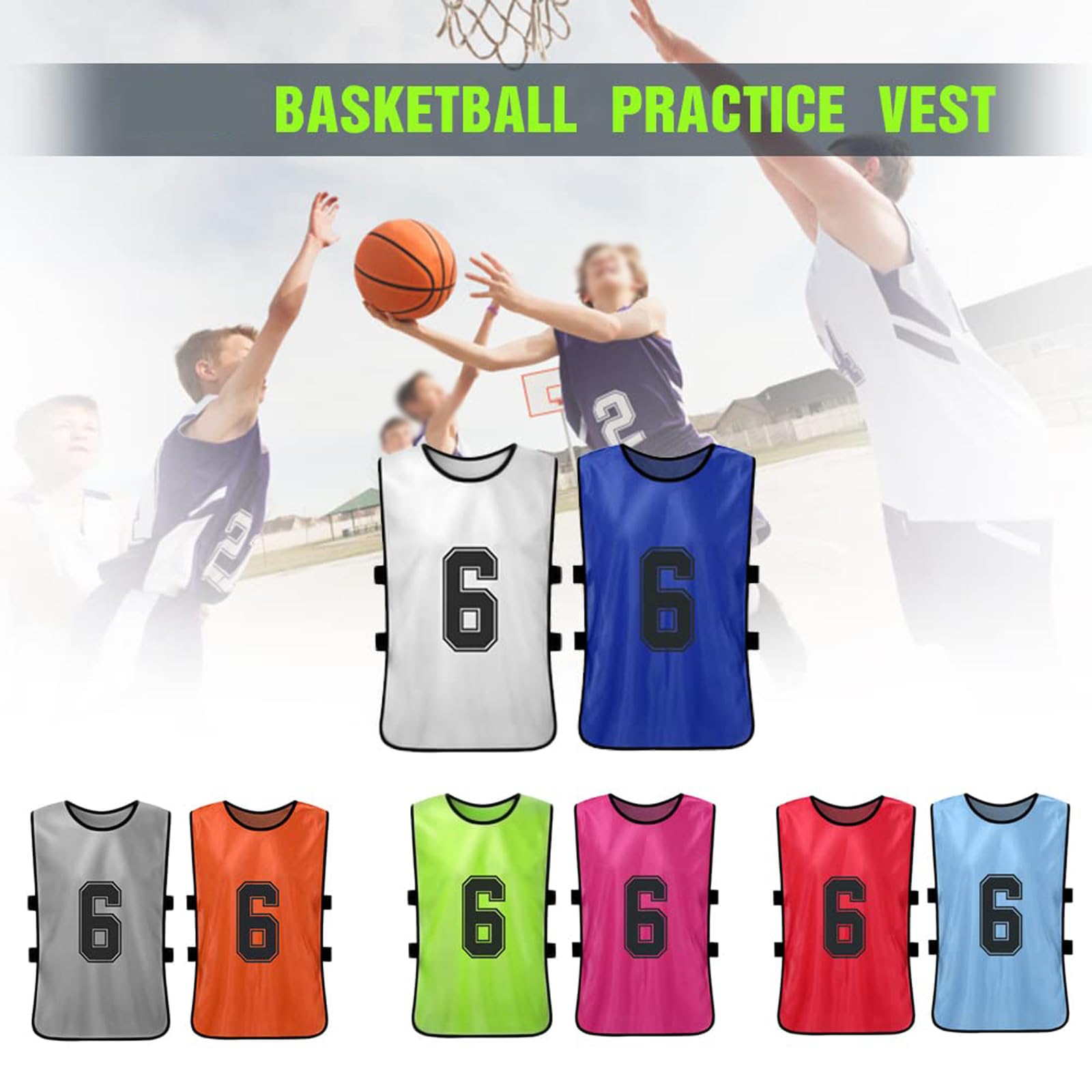 12 pezzi Gilet da Allenamento Calcio,Pettorine da Allenamento Per ragazzi e ragazze per allenamento a squadre,Scrimmage Formazione Gilet Riutilizzabile Pettorine per squadre di calcio e basket