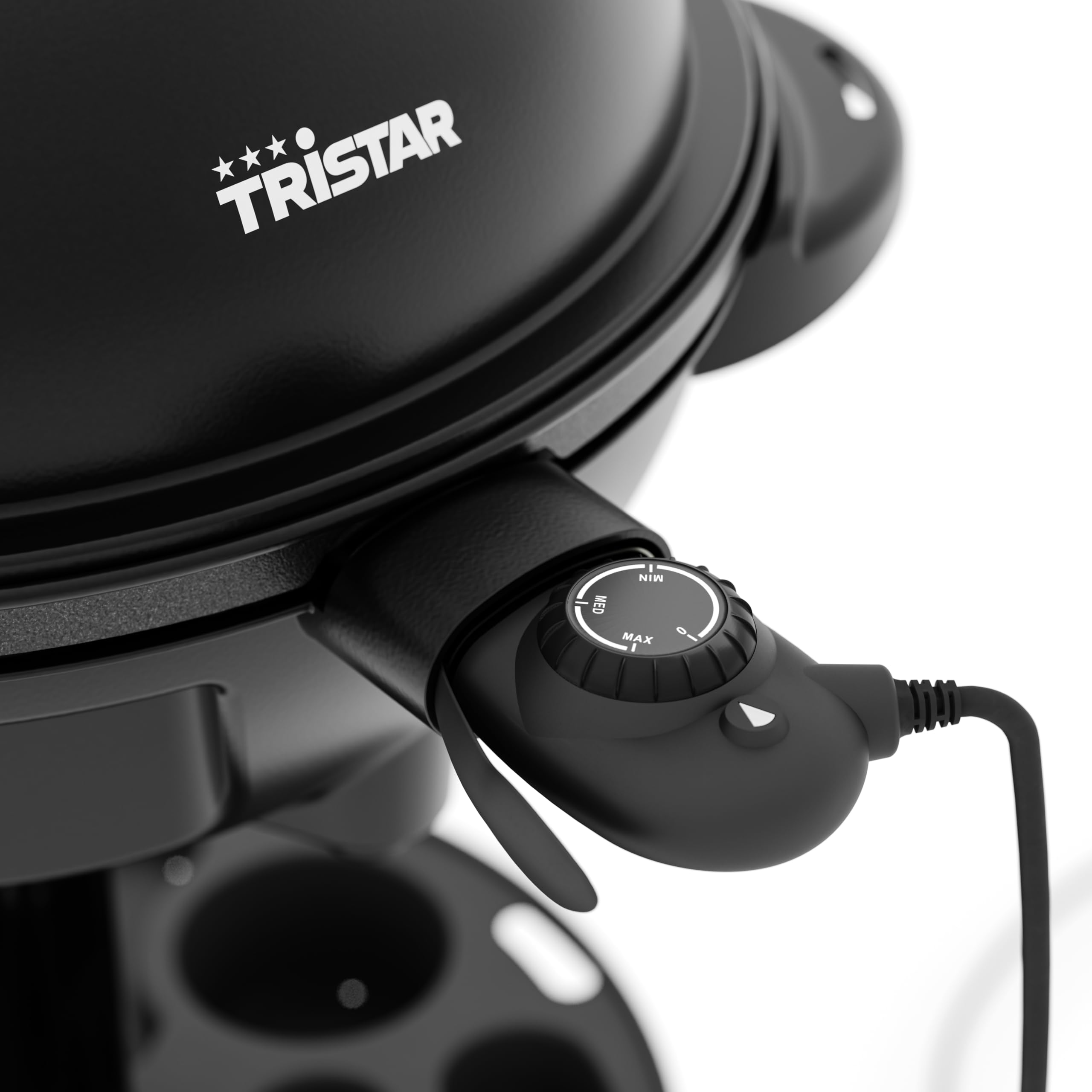 Tristar BQ-2885 elektryczny grill ze stojakiem, płyta grillowa 41 cm, 2200 W, może być również stosowany jako grill stołowy, pokrywa z termometrem i regulowanym termostatem