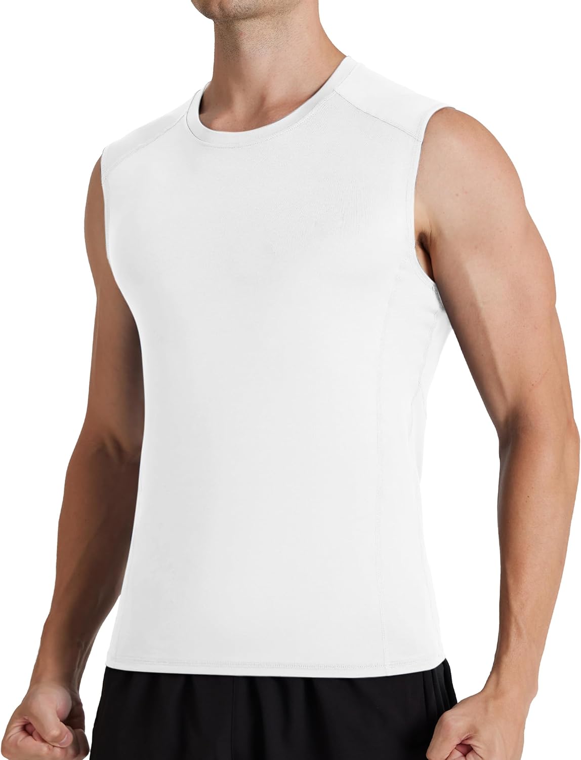 2 Pack Mens Compression Shirt, Sleeveless Gym Tank Tops, Running Football Undershirts Base Layer for Sports Workout - Image 2