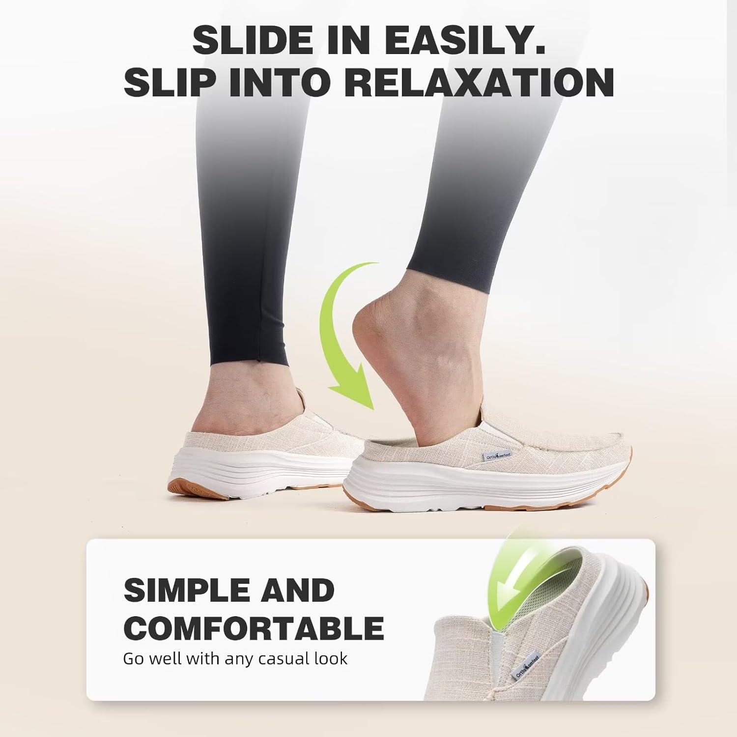 OrthoComfoot Women's Orthopedic Slip-On Loafers Walking Shoes: Comfortable Arch Suppor Slippers for Plantar Fasciitis, Casual Soft Orthotic Shoes for Foot and Heel Pain Relief - Image 3