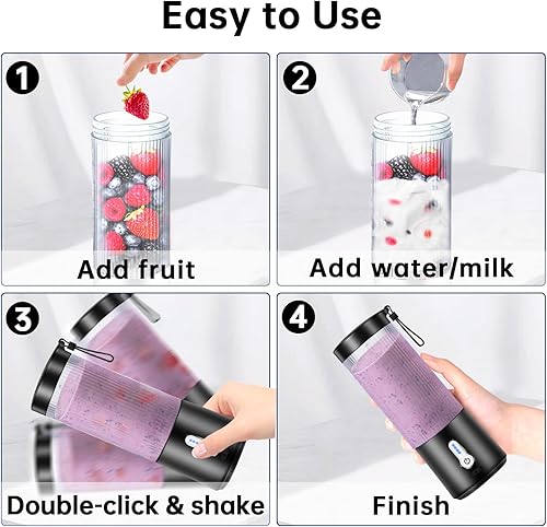 Miniatura 5 de Portab - Licuadora personal de 16 onzas, con 6 cuchillas, recargable e impermeable, para el hogar, viajes y deportes, tritura el hielo, mezclador de