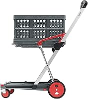 Vista 8 de CLAX, Carros plegables funcionales multifuncionales, carrito plegable móvil, carrito de compras con caja de almacenamiento (negro)