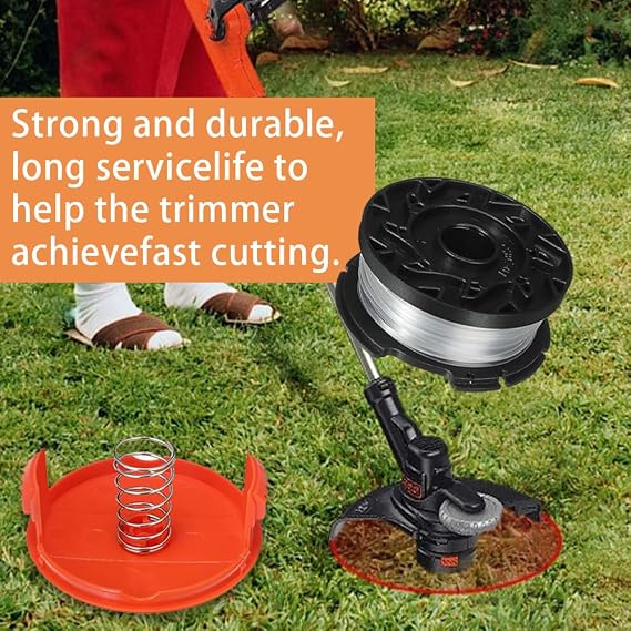 5 PCS Strimmer Spool Set – 3 Replacement Spools, 1 Cap, 1 Spring, Compatible with Black+Decker AF-100, ST5530-GB, GLC3630L20-GB, STC1820PC-GB, BESTA530-GB, BESTA525-GB