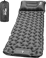 Vista 8 de HiiPeak Colchoneta de dormir para campamento: colchoneta inflable ultraligera con bomba de pie y almohada integradas, colchón de aire compacto
