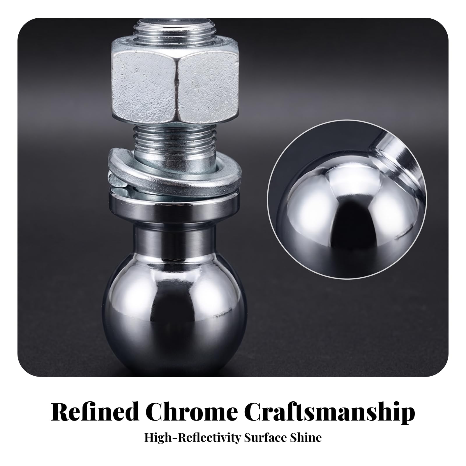 Boule d'Attelage de Remorque Boule d'Attelage Remorque Crochet Attelage Rotule Attelage Acier Fileté avec Écrou et Rondelle Résistante à l'usure, 10000 Livres, Tige Filetée 30 Mm