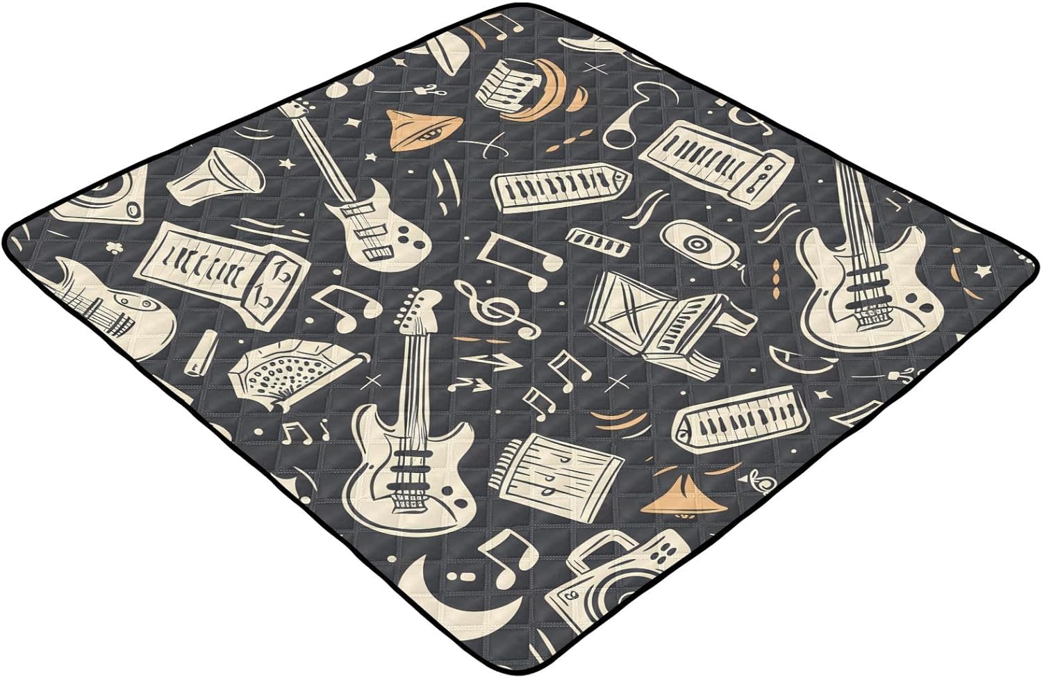 Rock Music Guitar Baby Play Mat 50" x 50", Playmat for Playpen, Thicken Soft Padding Foam Crawling Mat for Babies Toddlers Infants