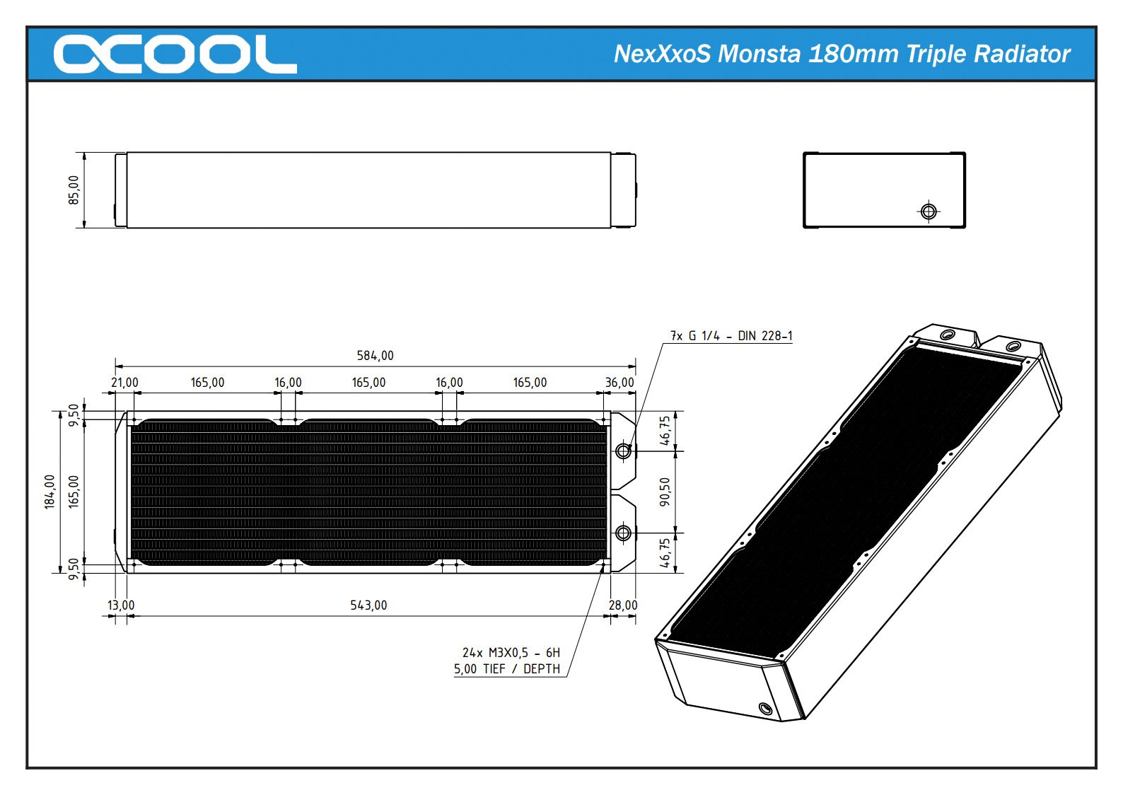 Amazon.com: Alphacool NexXxoS Monsta Triple 180mm Radiator (14215