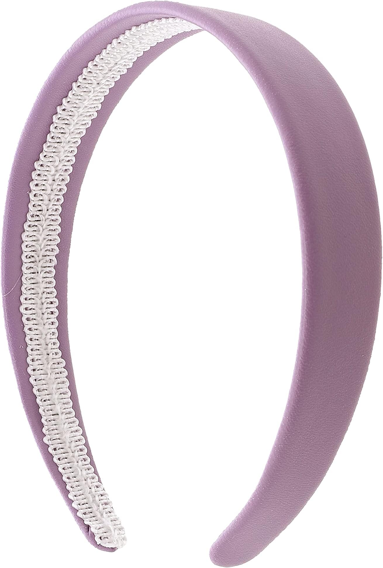 Motique Accessories Lavender 1 Inch Wide Leather Like Headband Solid Hair band