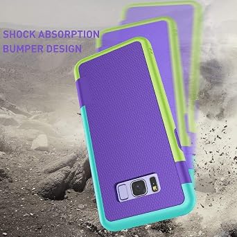Jeylly Case for Galaxy S8, S8 Case with 2 Pack HD Soft Screen Protector, Contrasting Colors Ultra Slim One-Piece Anti-Slip Rugged Soft TPU Bumper Shockproof Case Cover for Galaxy S8 - Purple