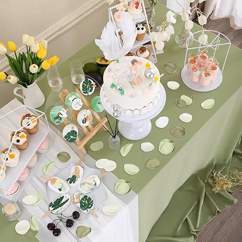 Miniatura 6 de Emivery 300 pétalos de flores verdes, pétalos de rosa de seda para pasillo de boda, pétalos de flores para niña de las flores, pétalos de rosa