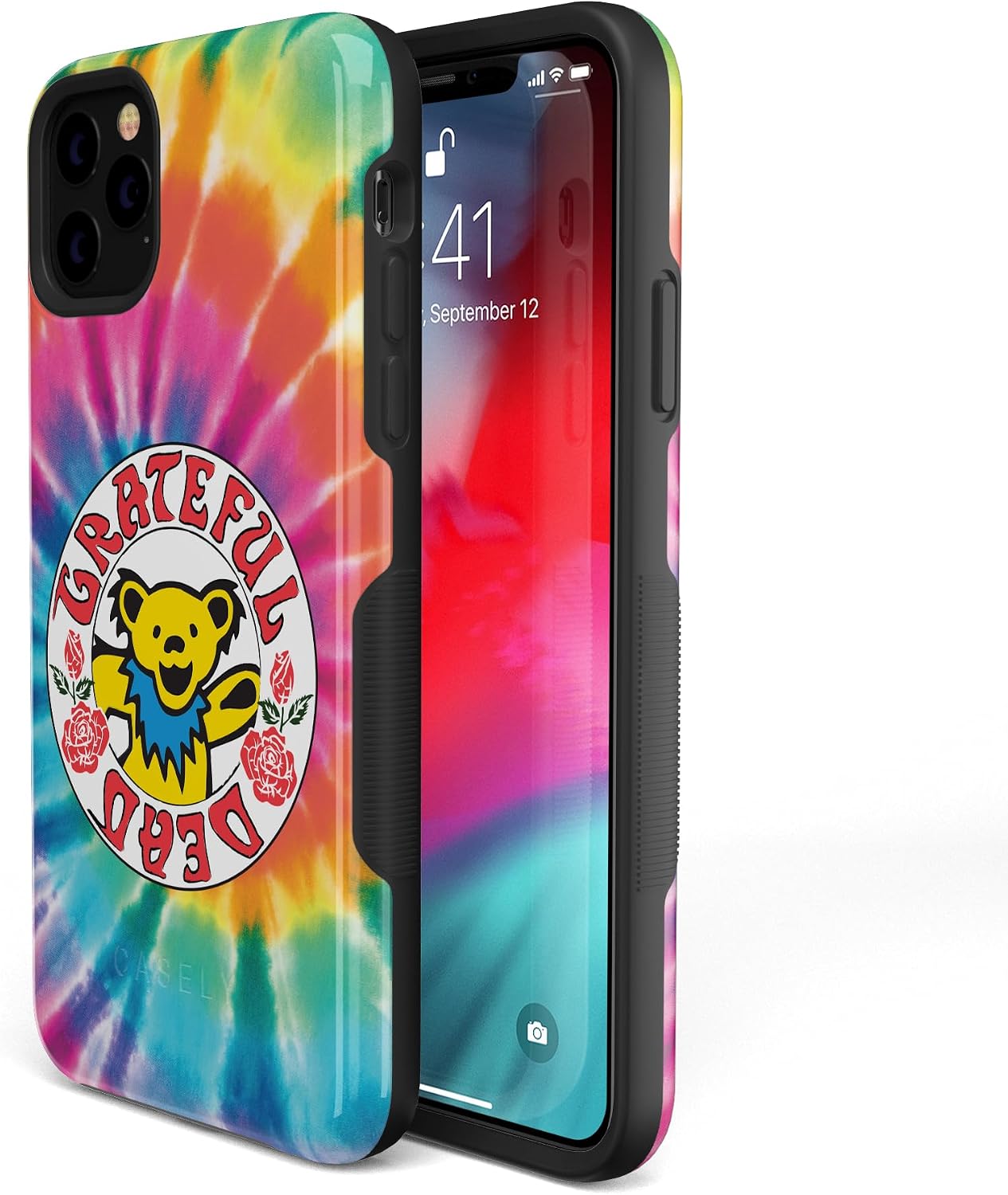 Casely iPhone 11 Pro Max Case | On Tour | Grateful Dead Tie Dye Sticker | Bold Protective Design