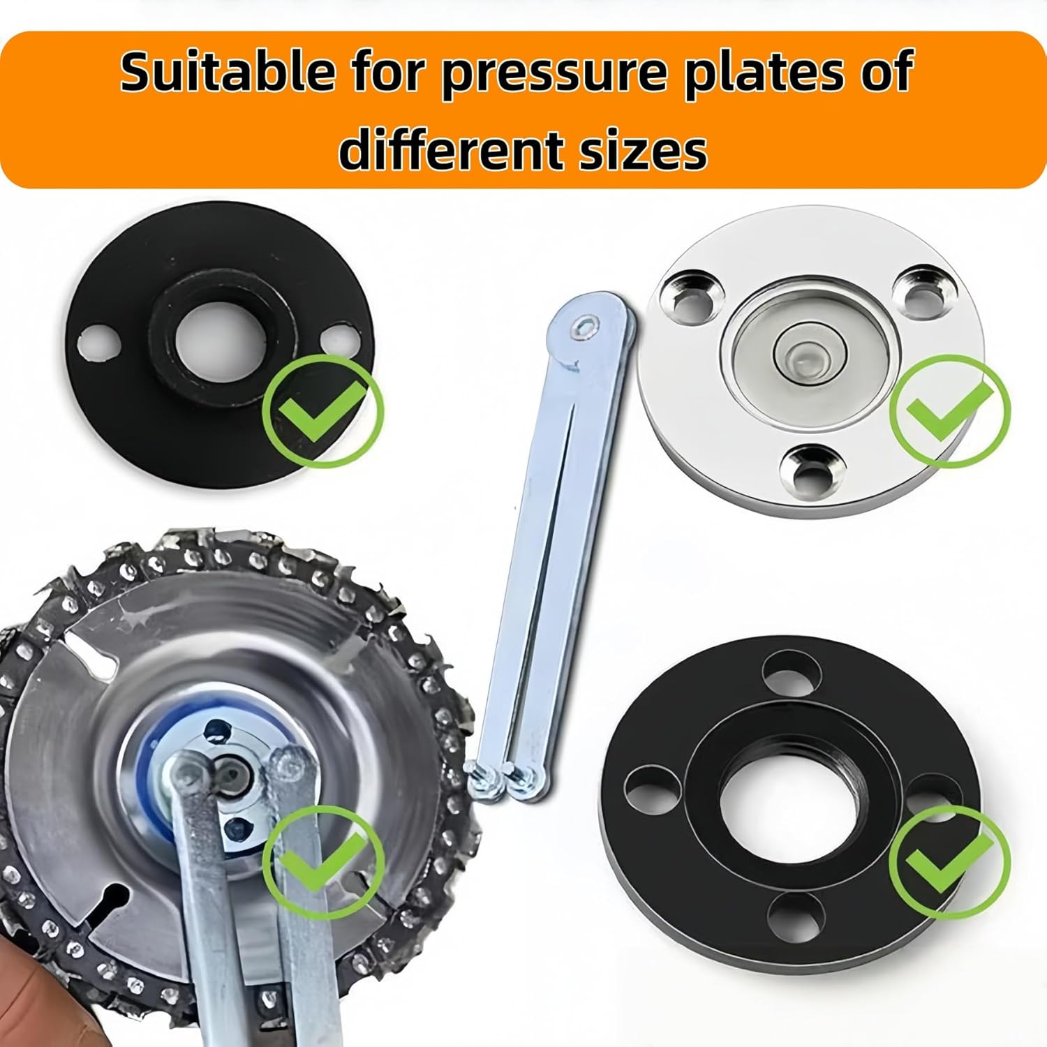 Universal Adjustable Angle Grinder Wrench, Pin Spanner Lock Nut Tool for Replacing Backing Pads and Round Nuts with Drilled Holes on Grinders（2Pack）