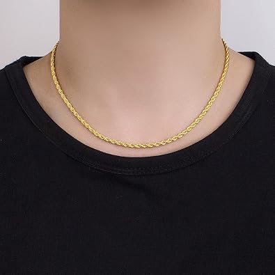 Silver Chain/Gold Chain 3mm Diamond Cut Rope Chain s925 Sterling Necklace Braided Twist Chain Necklace