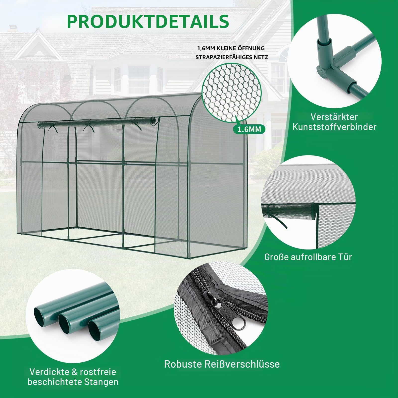 SUNYRISY 300x100x180 cm Gartenzaun Pflanzenkäfig Pflanzennetz für Tomaten Topfpflanzen Gemüse Blumen Schutz, Netz-Gewächshaus Gartennetz Zschafzaun Fence für Garten, Bogen