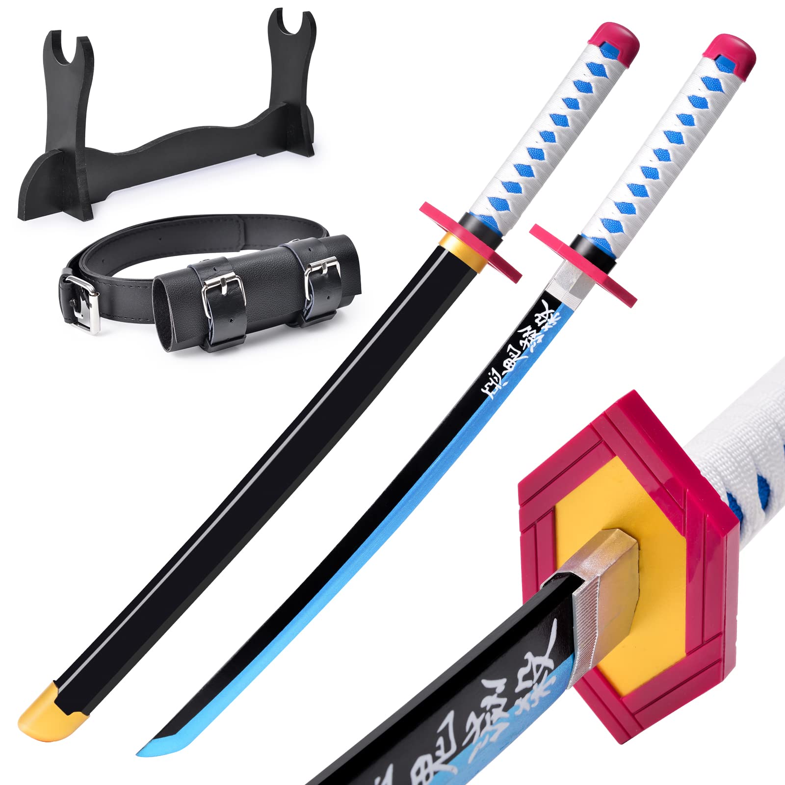 giyuu tomioka Sword for Kids -31 inch,Bamboo Demon Slayer Sword Fake giyuu Sword with Belt , Demon Slayer Katana