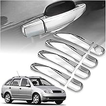 CHROMEMASTER | Coques de Poignées de Porte Extérieures Compatibles avec Skoda Fabia Break 2000-2007 | Acier inoxydable ; Couleur: Chrome ; Protection et Nouveau Look pour vos Poignées de Porte ; 8 pcs