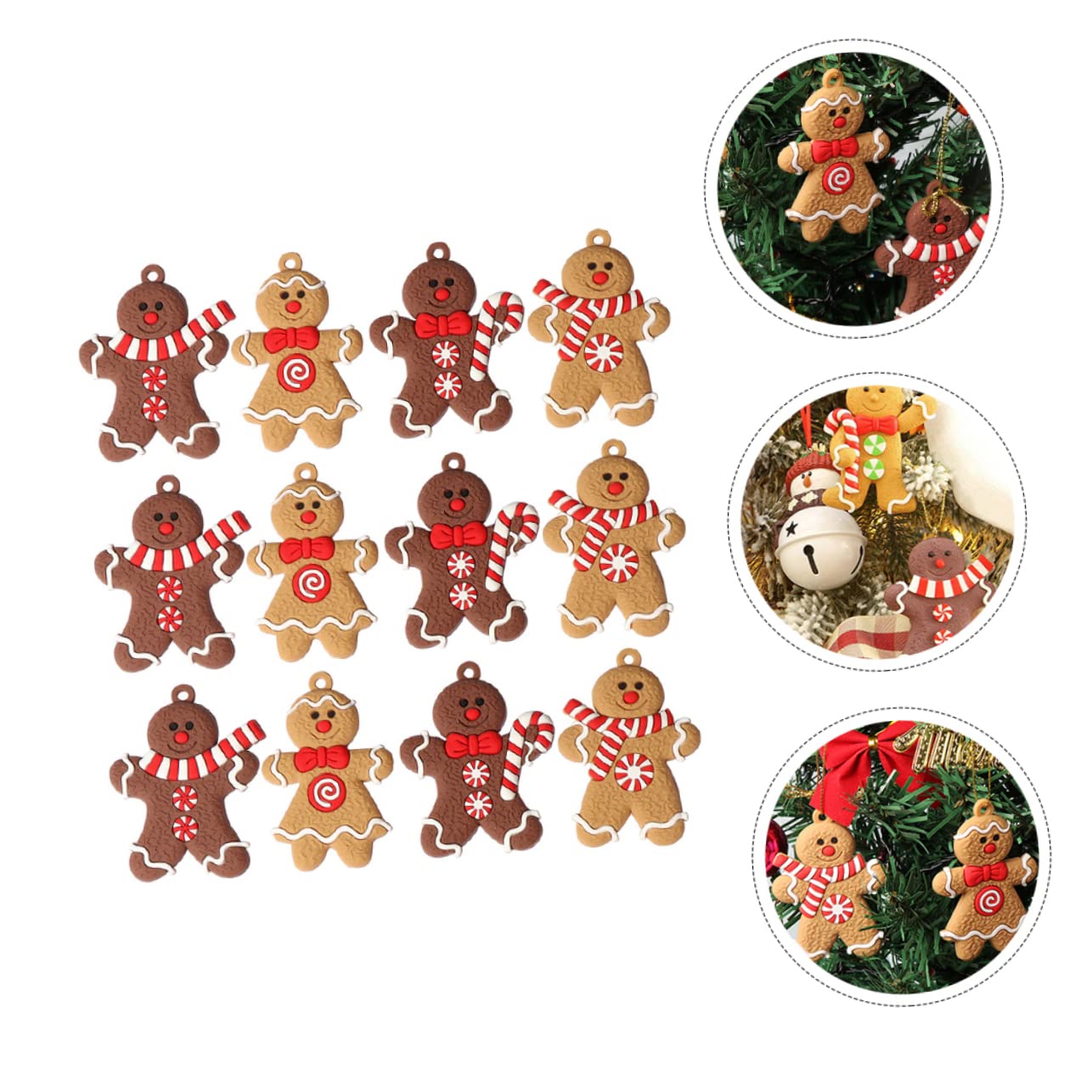 Cabilock 24 Piezas Adornos Colgantes para Árbol de Navidad PVC con Diseño de Hombre de Jengibre para Decoración Festiva