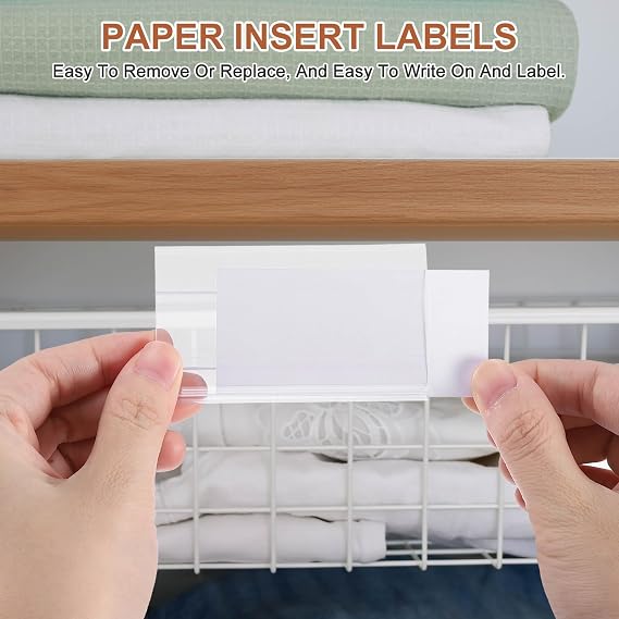 PATIKIL 3.9 x 1.8 Wire Shelf Label Holder, 30 Pack Reusable Plastic Price Tag Display Clip for 0.59 to 0.71 Thick Shelves with Paper Inserts Pens for Home Market Store, Clear