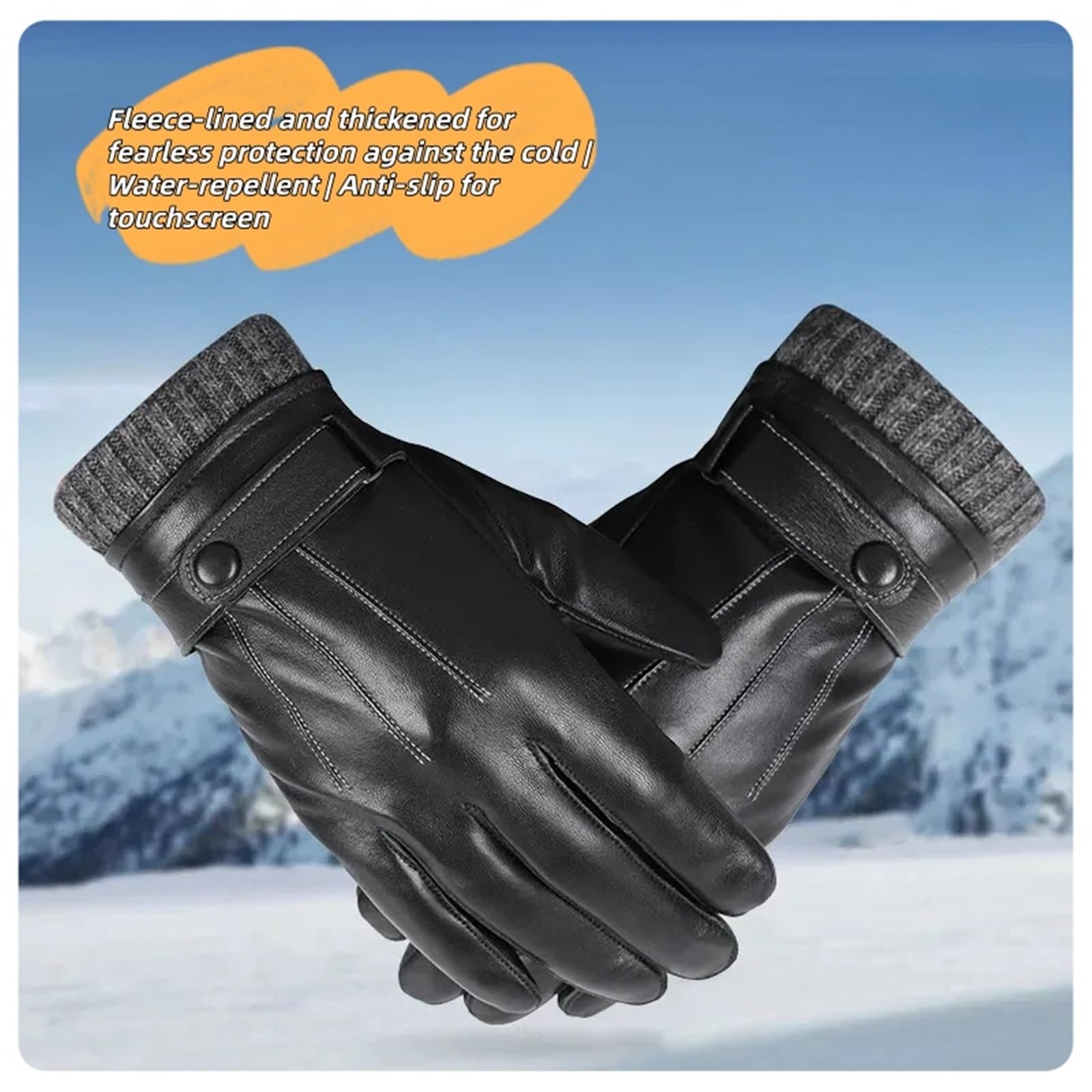 Guantes de invierno para hombre, piel de oveja, con pantalla táctil, guantes casuales con forro térmico suave y cálido para clima frío