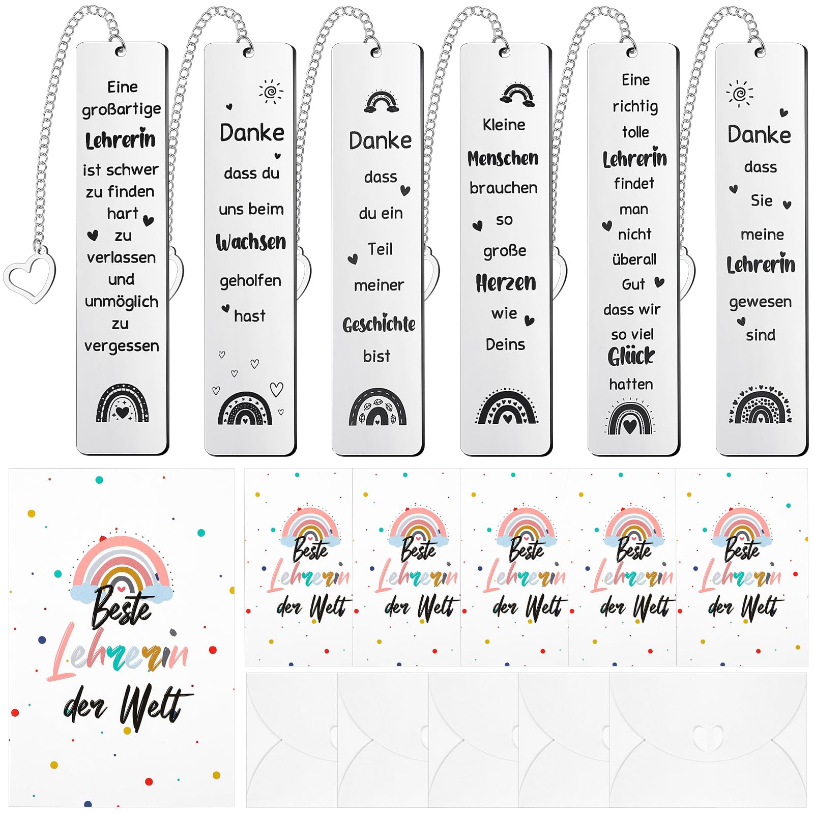 Tenare Regalos de Agradecimiento para Maestro Marcapáginas de Acero Inoxidable Regalo de Despedida para Profesora. Incluye Tarjetas y Sobres Regalo de Cumpleaños para Graduación Día del Maestro