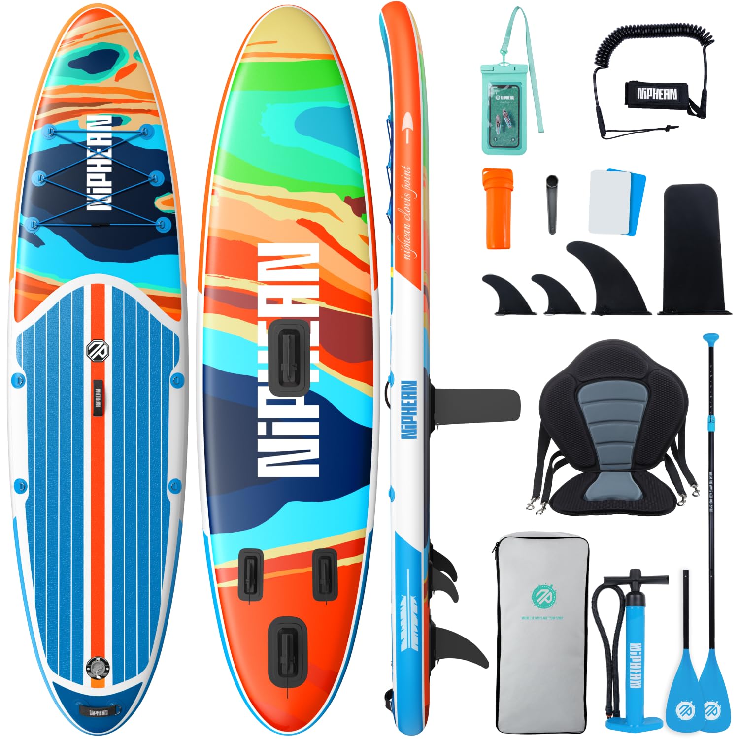 Niphean Tavola SUP Gonfiabile 320cm/230cm con Accessori SUP Stabile | Tavola SUP Rigida Portata 200kg, Antiscivolo con Kit Riparazione, per Adulti, Principianti, Uomini, Donne e Yoga