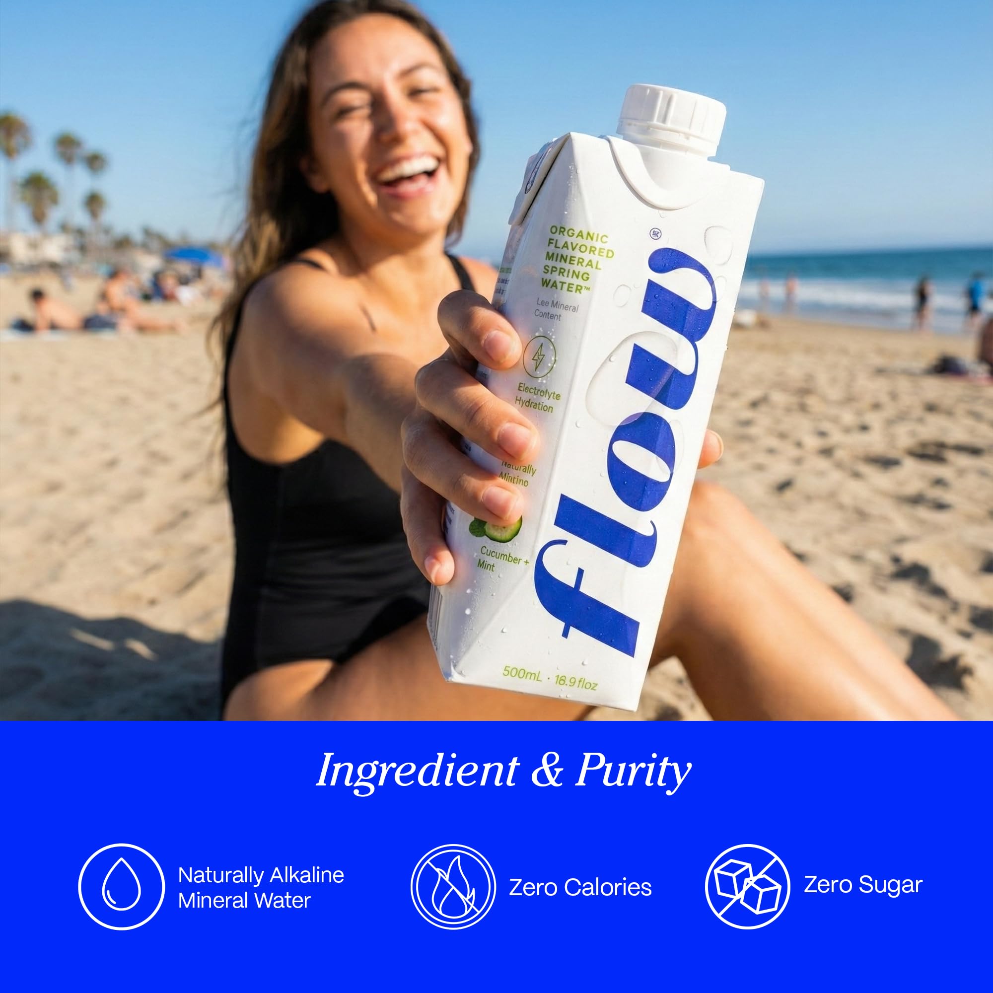 Flow Alkaline Spring Water - Cucumber and Mint Flavored Naturally Alkaline Water With Electrolytes And Essential Minerals - Eco-Friendly Pack, BPA-Free, Non-GMO. 12 Pack of 16.9 FL Bottles