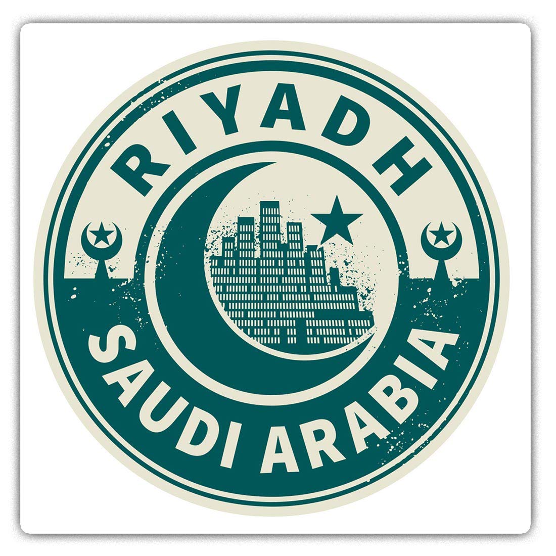 Destination Vinyl Ltd Multi Square Stickers (Set Of 2) 7.5Cm - Saudi Arabia Green Riyadh Travel Fun Decals For Laptops,Tablets,Luggage,Scrap Booking,Fridges, #7442