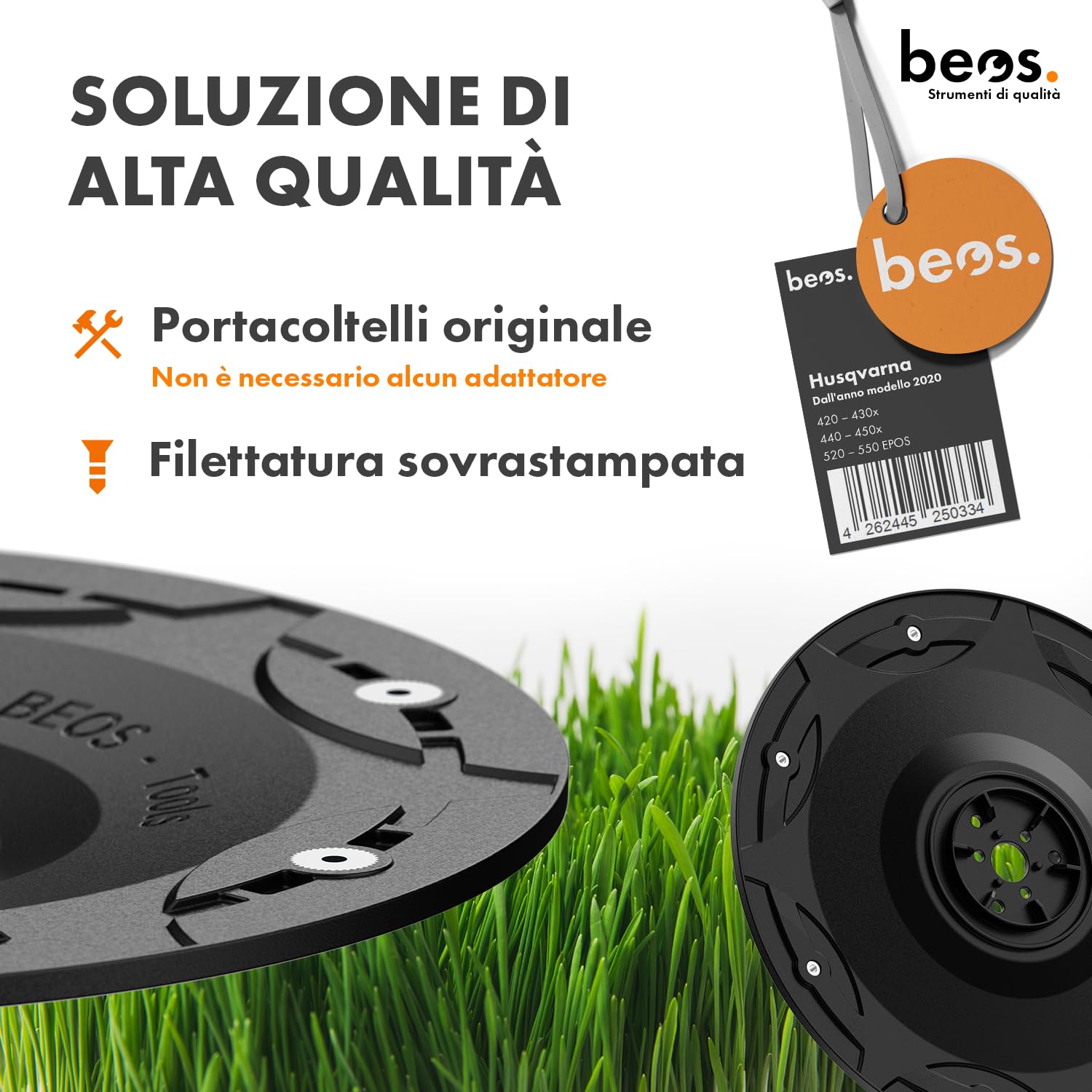 BEOS Disco Porta-Lame modificato per Robot Tosaerba Premium - Disco Porta-Lame Rinforzato con Fibra di Vetro per 7 Lame - Husqvarna 315x|420|440|430x|450x|520 EPOS|550 - Ø 222 mm