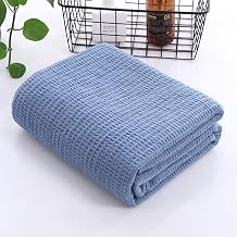 Waffle Weave Blanket, 100% Cotton Bed Blanket, Breathable Soft, Lightweight Blanket for All Season, Air Conditioner Blanket, Home Blanket, Thermal Blanket for Couch Bed Sofa40x60,Blue