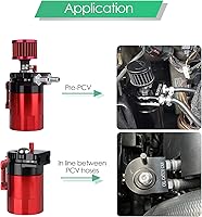 Vista 3 de Kit universal de captura de aceite para coche con depósito de aluminio pulido con deflector, tanque de reserva de 300ml con respiradero, cilindro