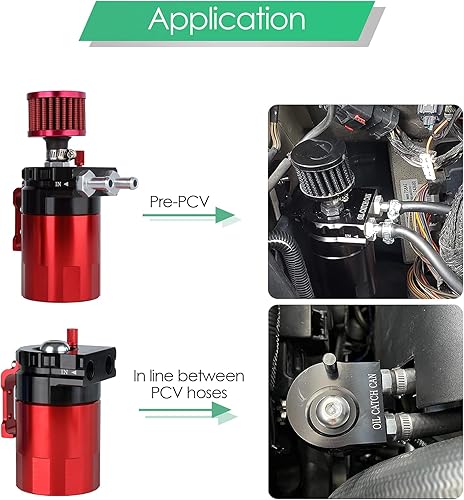 Miniatura 3 de Kit universal de captura de aceite para coche con depósito de aluminio pulido con deflector, tanque de reserva de 300ml con respiradero, cilindro