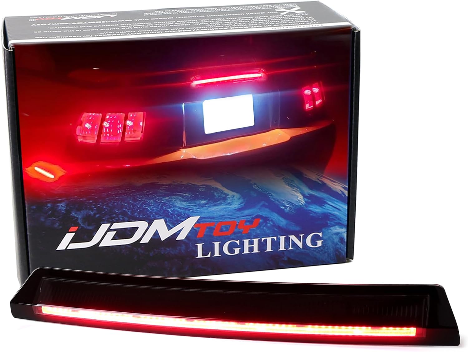 iJDMTOY Clear Lens w/Black Interior Full LED Tube 3rd Brake Light Compatible With 1999-2004 Ford Mustang, Powered by Super Bright Red OLED