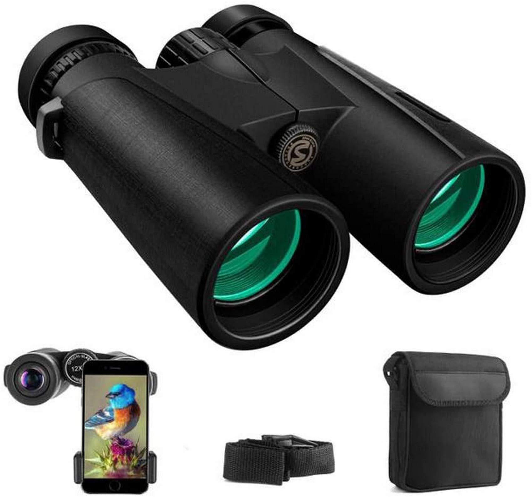 Jumelles 12x42 pour adulte et adaptateur photo smartphone de voyage et concert