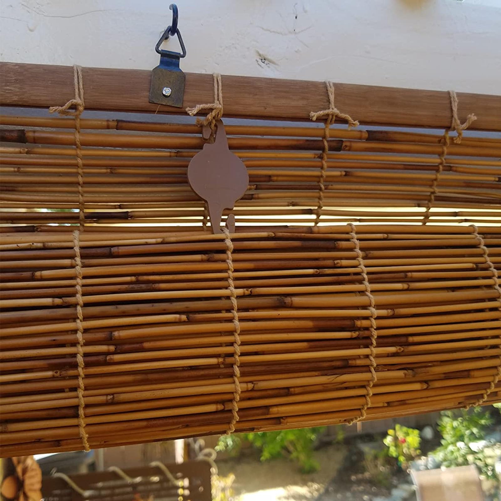 1m Bambusrollos Außen/Innen Bambus Jalousie 1.2m 1.5m Fenster Sichtschutz Wasserdicht Bambus Rollo 1.4m 1.3m Breite Schilfrohrvorhang(165W x 170L cm)