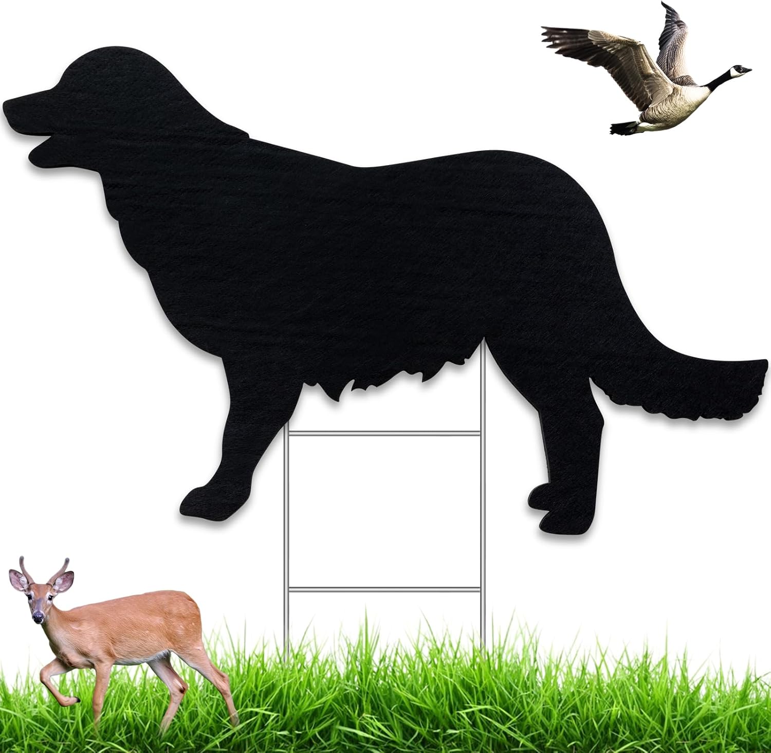 Qualirey Dog Predator Decoys Geese Deterrent Goose Hunting Decoy Accessories Predator Replica Visual Scare Device for Keep Away Pests Yard Ornament
