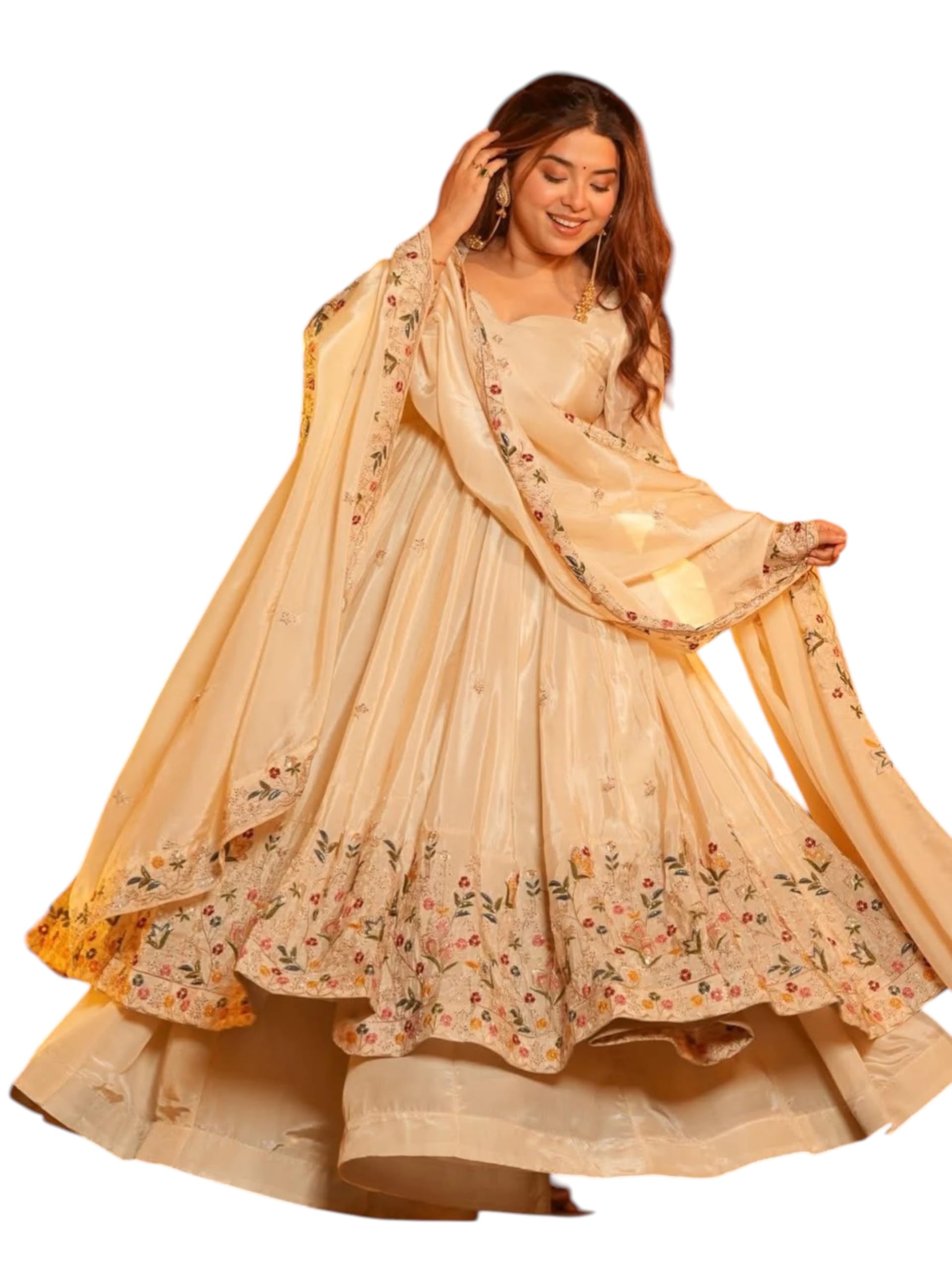 fashion basket Women’s Embroidered Anarkali Gown | Georgette Fabric | Embroidered Ethnic Dress (Available in S to 2XL Size)-picture-36
