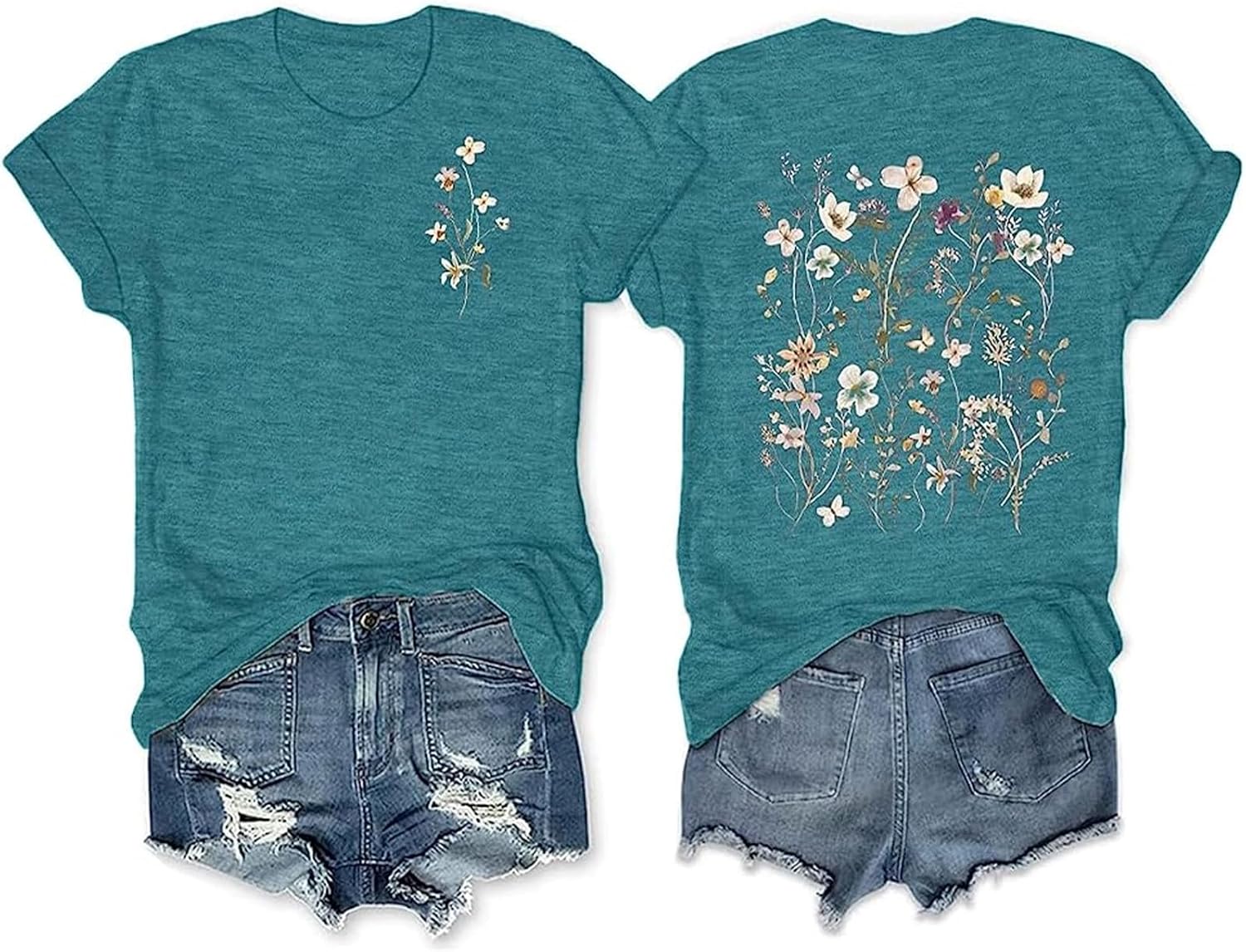 GEMLON Sunset Pine Tree Tshirt Women Camping Tshirt Retro Sun Print Graphic Tee Casual Short Sleeve Top