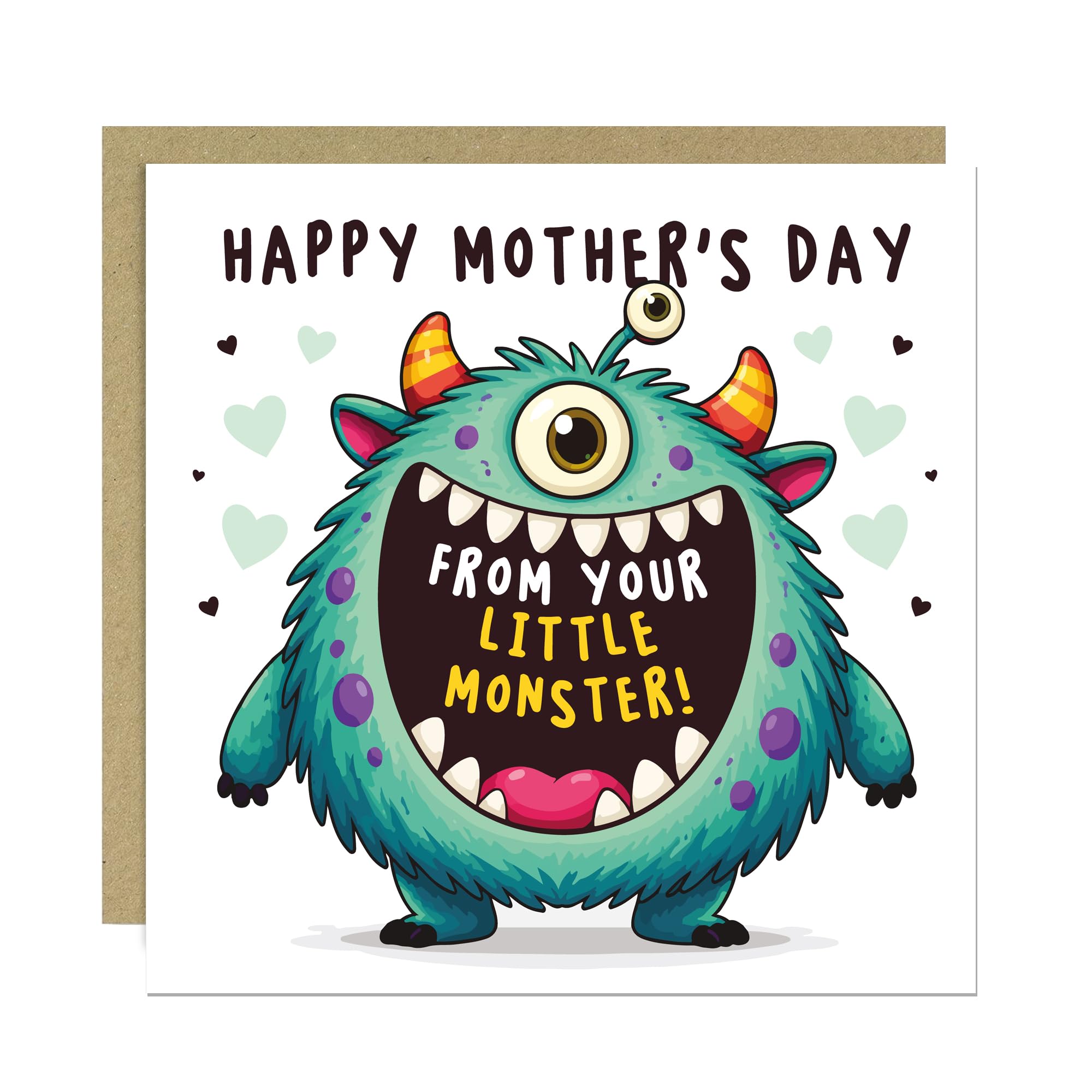 RED OCEAN Funny Mothers Day Card From Little Monster Mother's Day Card From Daughter Son Humorous Cards For Mum Novelty Mum Cards For Mothers Day