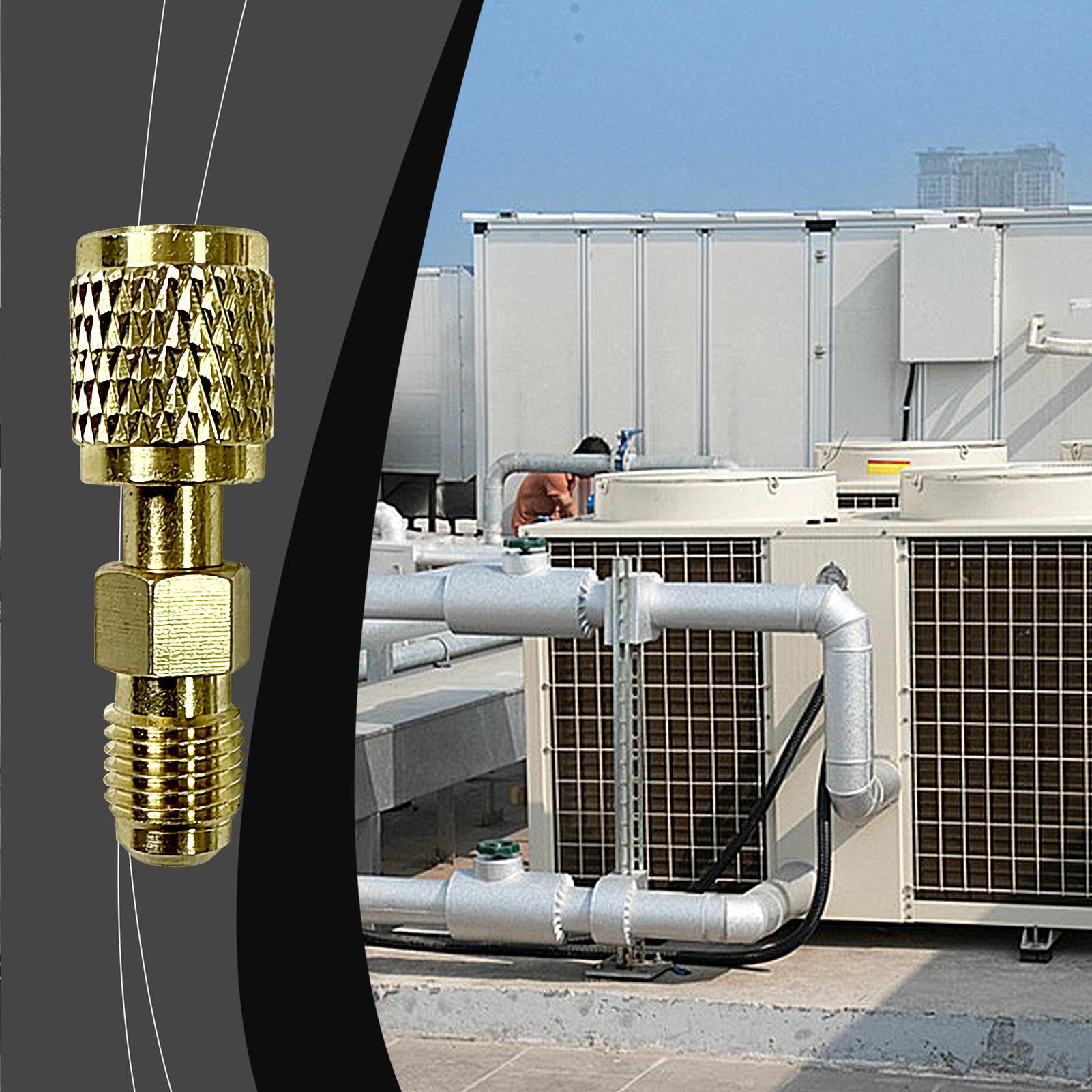 Adattatore Filettato per Bombole di Refrigerante | Adattatore per Sistemi di Refrigerazione AC,Attacco Con Filettatura Inversa, Connettitore Da 6 Mm Per Ricarica Climatizzatori Split