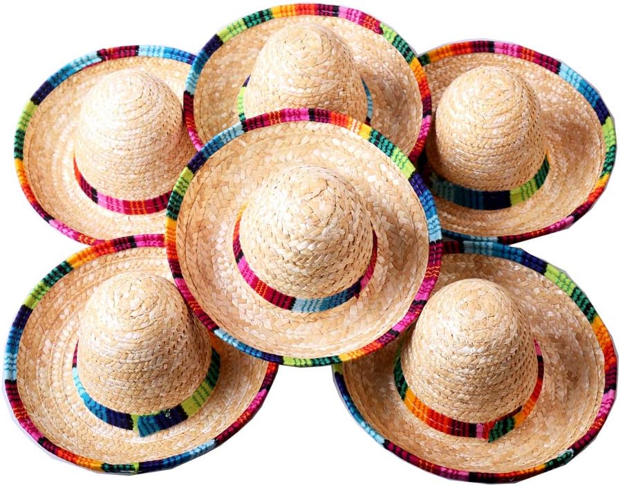 Crazy Night Natural Straw Medium Sombrero/Medium Mexican Hat,Tabletop Party Supplies Medium Size (12 pcs)