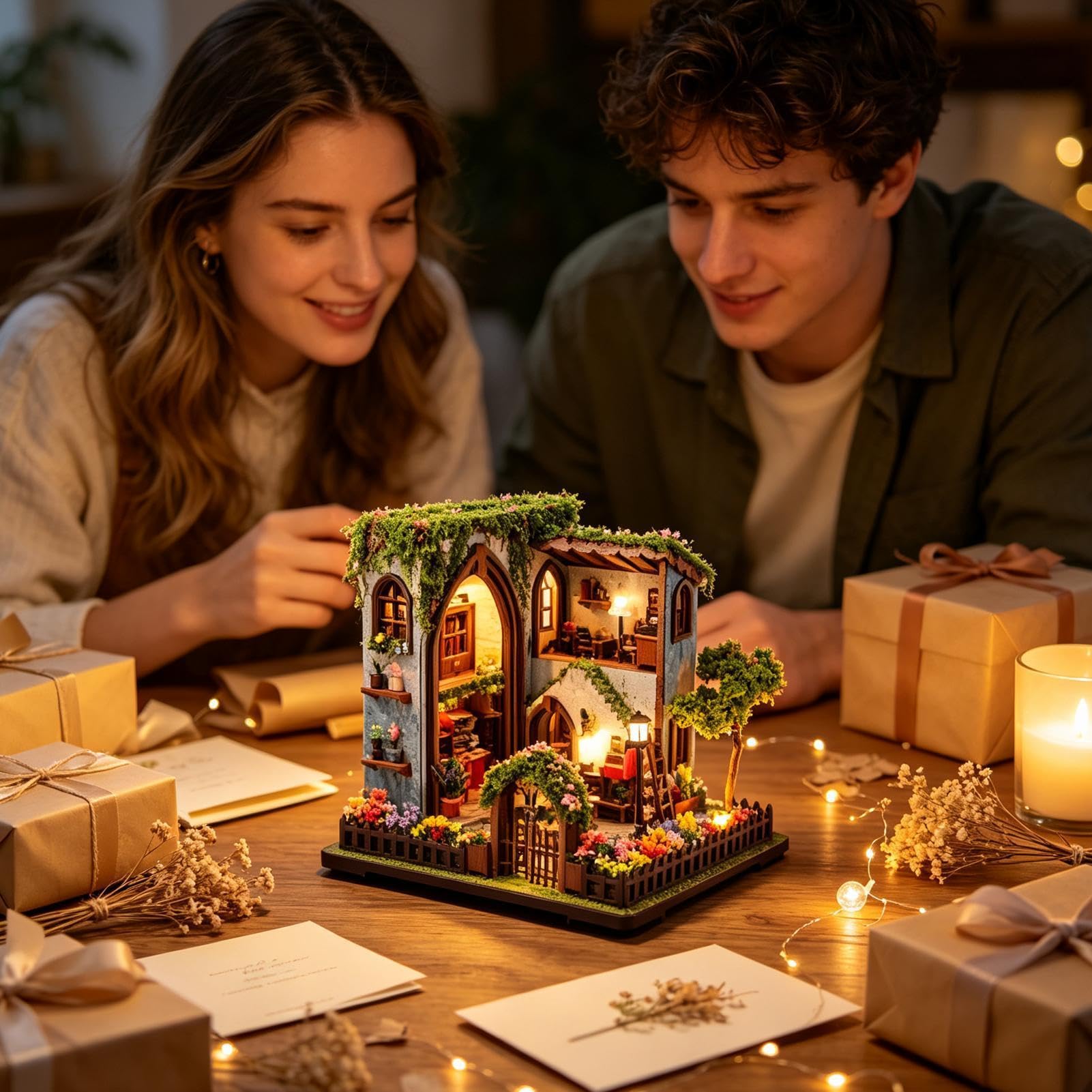 Kit Miniatura Casa in Legno Fai Da Te Luce Calda Realistica in Legno