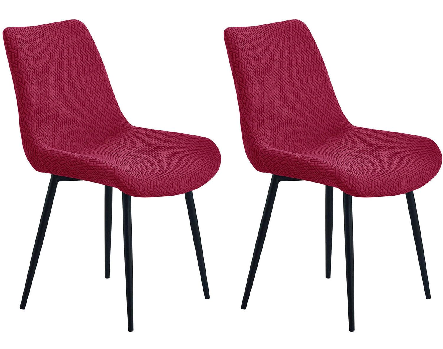 YOPOIY Shell Chair Covers Set of 6 4 2, High Stretch Curved Back Dining Chair Slipcovers, Mid Century Modern Armless Accent Side Chair Furniture Protector (burgundy,2 PCS)