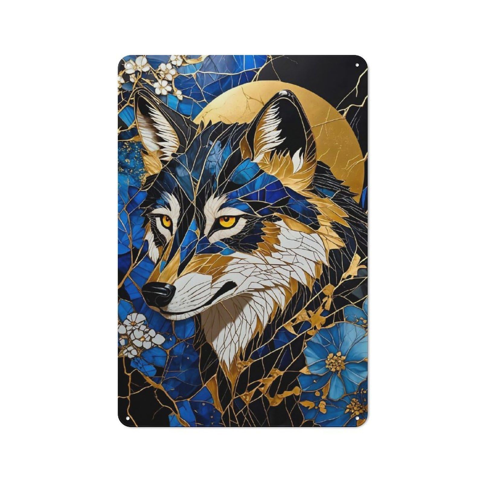 Junmoney Wolf Art Classic Metal Sign 30X20cm Featuring Bar Wall Plaque For Diner, Restaurant, Shed Or Kitchen